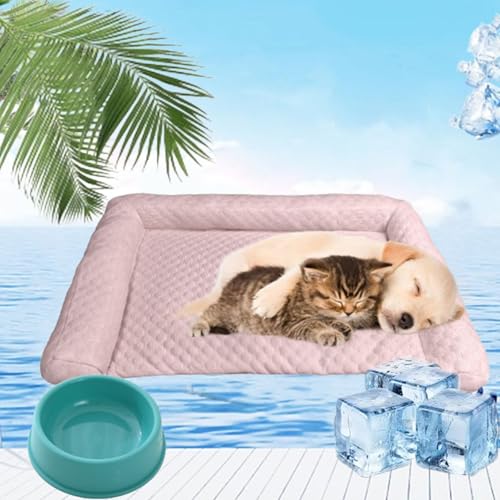 Pelzbarn HeatRelief Cooling Dog Bed, Pelzbarn Kühlendes Sofabett, Wasserdichter Couchbezug, waschbar, rutschfeste Unterseite, Hundecouchbett für Sofa, Boden, Auto (Pink,XL(80 * 50CM)) von fjaldjfu