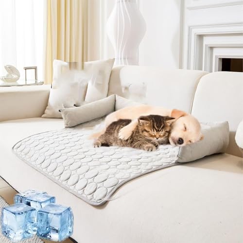 Pelzbarn Kühlendes Sofabett, Pelzbarn Kühlendes Hundebett, Wasserdichter Couchbezug, waschbar, rutschfeste Unterseite, Hundecouchbett für Sofa, Boden, Auto (Grey,M(70 * 70CM)) von fjaldjfu