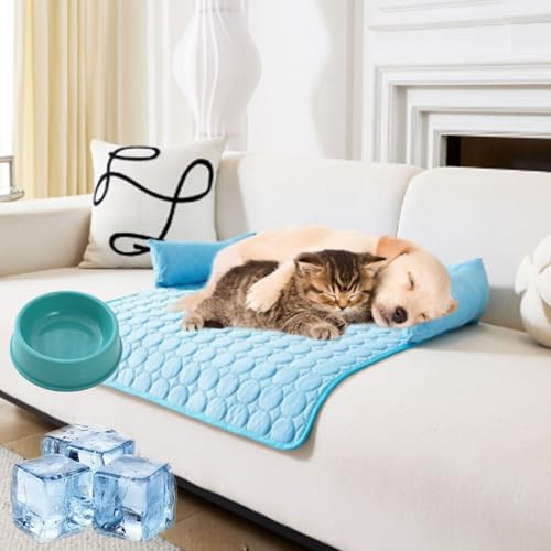 Pelzbarn kühlendes sofabett, pelzbarn kühlmatte, Schenke Deinem Hund Kühlende. Waschbar, rutschfeste Unterseite, selbstkühlende Matte, Hundecouchbett für Sofa, Boden, Auto (Blue,M(70 * 70CM)) von fjaldjfu