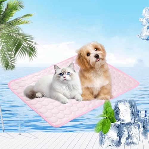 Pfotenfrost Matte für Katzen Hund, kühlmatte hund, kühlmatte für hunde, 3-Schicht-System Selbstkühlende Kühlmatte Haustier Waschbar für Zuhause, Auto, Garten Oder Unterwegs (Rosa,M(62*50cm)) von fjaldjfu
