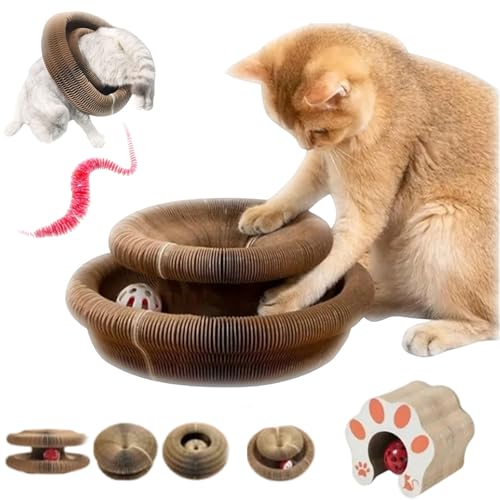 Pfotenwert Katzenloop, Katzenwirbel Katzenliebling, Magische Orgel Katzenkratzbrett, Kitten Kratzbrett für Junge Katze, Interaktive Kratzunterlage mit Ball, Katzenspielzeug Intelligenz (1-A) von fjaldjfu