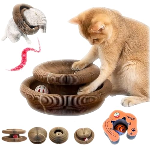 Pfotenwert Katzenloop, Katzenwirbel Katzenliebling, Magische Orgel Katzenkratzbrett, Kitten Kratzbrett für Junge Katze, Interaktive Kratzunterlage mit Ball, Katzenspielzeug Intelligenz (1-B) von fjaldjfu