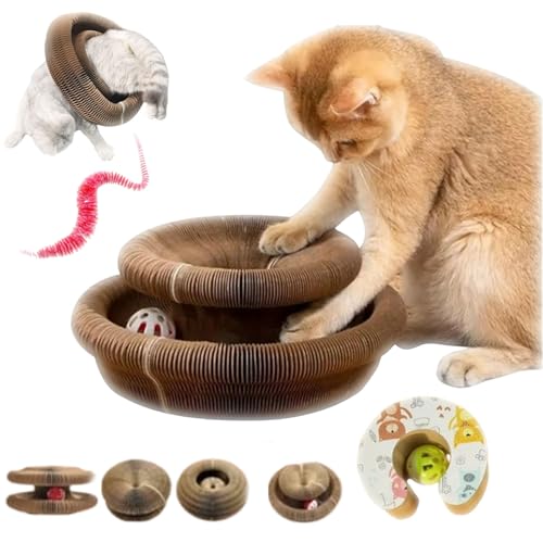 Pfotenwert Katzenloop, Katzenwirbel Katzenliebling, Magische Orgel Katzenkratzbrett, Kitten Kratzbrett für Junge Katze, Interaktive Kratzunterlage mit Ball, Katzenspielzeug Intelligenz (1-C) von fjaldjfu