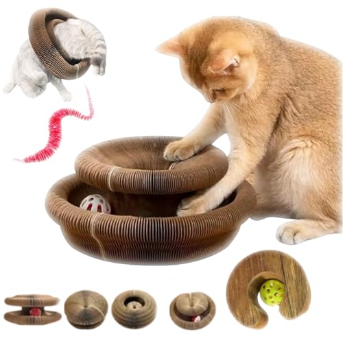 Pfotenwert Katzenloop, Katzenwirbel Katzenliebling, Magische Orgel Katzenkratzbrett, Kitten Kratzbrett für Junge Katze, Interaktive Kratzunterlage mit Ball, Katzenspielzeug Intelligenz (1-D) von fjaldjfu