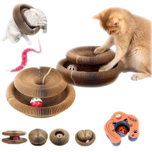 Pfotenwert Katzenloop, Katzenwirbel Katzenliebling, Magische Orgel Katzenkratzbrett, Kitten Kratzbrett für Junge Katze, Interaktive Kratzunterlage mit Ball, Katzenspielzeug Intelligenz (2-B) von fjaldjfu