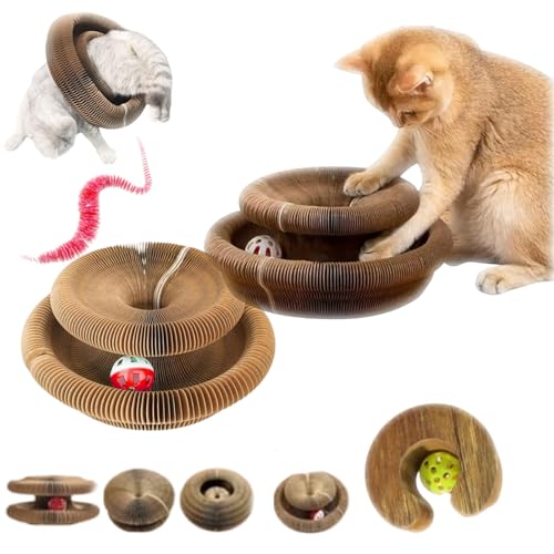 Pfotenwert Katzenloop, Katzenwirbel Katzenliebling, Magische Orgel Katzenkratzbrett, Kitten Kratzbrett für Junge Katze, Interaktive Kratzunterlage mit Ball, Katzenspielzeug Intelligenz (2-D) von fjaldjfu