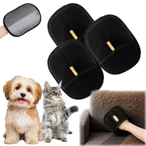 Wagwise Handschuhe, 2025 New Wollhandschuhe Fingerlos Katze- Wiederverwendbare Fell Magnet Handschuhe, Katzen Handschuhe Fellpflege Für Glattes und Gesundes Fell Für Kleidung, Sofas (3 pieces+Kamm) von fjaldjfu