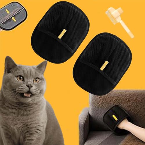 fjaldjfu Fellmagnet, 2025 Neue Fellhandschuhe Fingerlos Katze, doppelseitige Katzen Handschuhe Fellpflege Für Glattes und Gesundes Fell, für Kleidung, Sofas (2 Pieces) von fjaldjfu