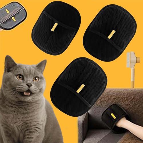 fjaldjfu Fellmagnet, Pfotenmond Fellmagnet, 2025 Neue Fellhandschuhe Fingerlos Katze, doppelseitige Katzen Handschuhe Fellpflege Für Glattes und Gesundes Fell, für Kleidung, Sofas (3 Pieces+Kamm) von fjaldjfu