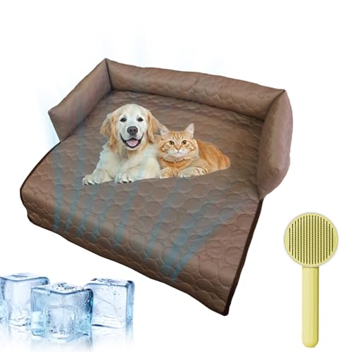 fjaldjfu Pelzbarn KüHlendes Sofabett, Pelzbarn Cooling Sofa Bed, KüHlendes Hundebett,Washable Cooling Sofa Bed Keep Fur Baby Cooler Comfortable (Kaffee, 90 * 90cm) von fjaldjfu