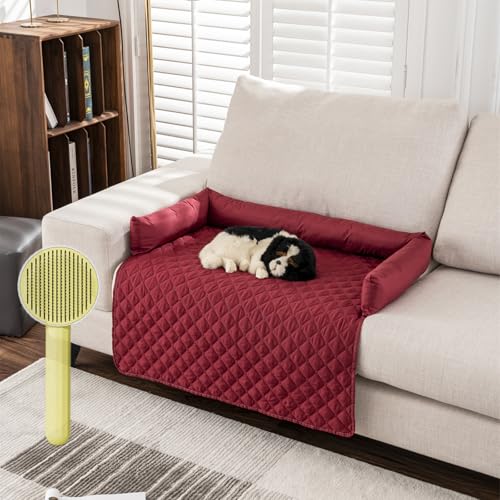 fjaldjfu Pelzbarn KüHlendes Sofabett, Pelzbarn Cooling Sofa Bed, KüHlendes Hundebett,Washable Cooling Sofa Bed Keep Fur Baby Cooler Comfortable (Rot, 75 * 120cm) von fjaldjfu