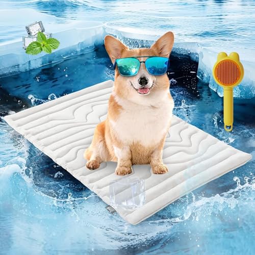 fjaldjfu Pfotenchill Die Innovative KüHlmatte für Hunde, KüHlmatte Hund Waschbar Bleibt LäNger Kalt, Cooling Mat Dog Langlebiger – Kratzfest Ideal FüR Zu Hause, Reisen (Grau, XL(150 * 101cm)) von fjaldjfu