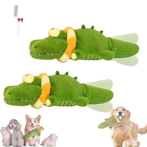 fjaldjfu The Mellow Dog - Calming Crocodile, Automatic Tail-Wagging Plush Dog Toy, Machine Washable, Quietschendes Interaktives Hundespielzeug for Small, Medium & Large Dogs (2A) von fjaldjfu