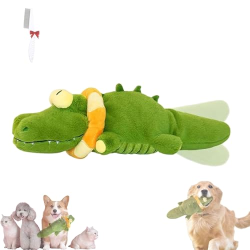 fjaldjfu The Mellow Dog - Calming Crocodile, Automatic Tail-Wagging Plush Dog Toy, Machine Washable, Quietschendes Interaktives Hundespielzeug for Small, Medium & Large Dogs (A) von fjaldjfu