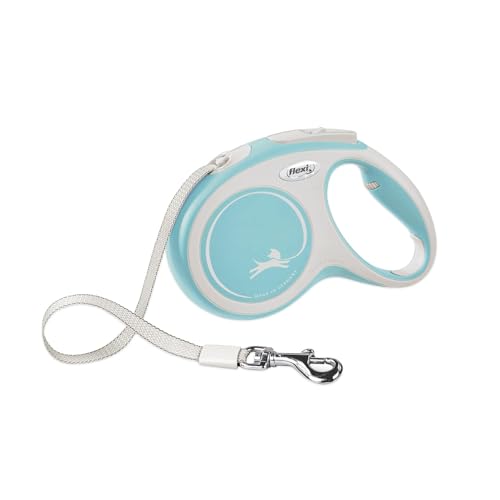 FLEXI New Comfort einziehbare Hundeleine (Klebeband), für Hunde bis zu 15 kg, 4,9 m, klein, blau/Pastellfarben von flexi