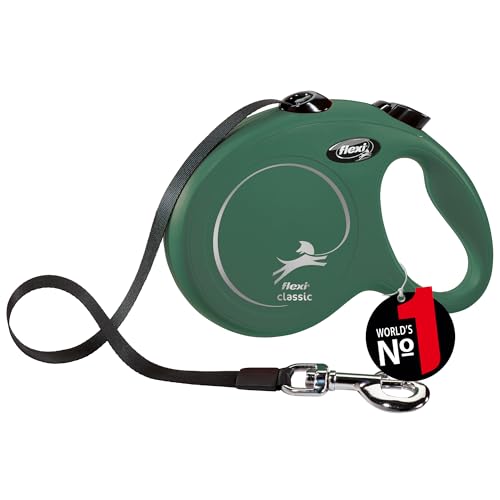 flexi® Classic L Gurt 5 m olivgrün, Roll-Leine für Hunde bis 50 kg von flexi