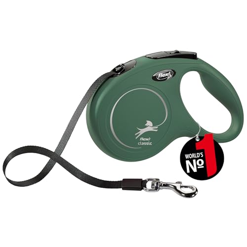 flexi® Classic M Gurt 5 m olivgrün, Roll-Leine für Hunde bis 25 kg von flexi