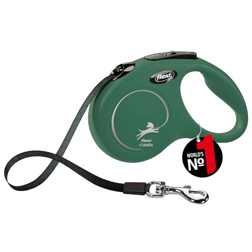 flexi® Classic S Gurt 5 m olivgrün, Roll-Leine für Hunde bis 15 kg von flexi