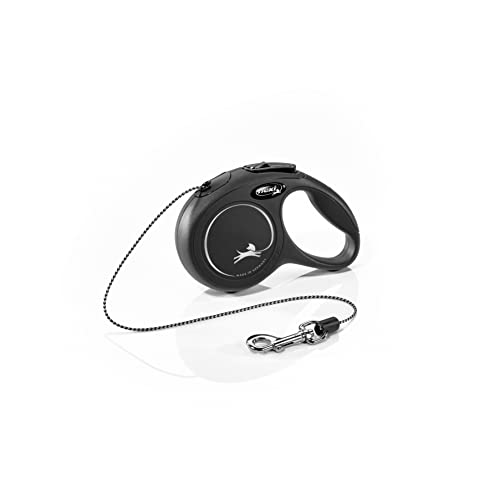 flexi® Classic XS Seil 3 m schwarz, Roll-Leine für Hunde bis 8 kg von flexi