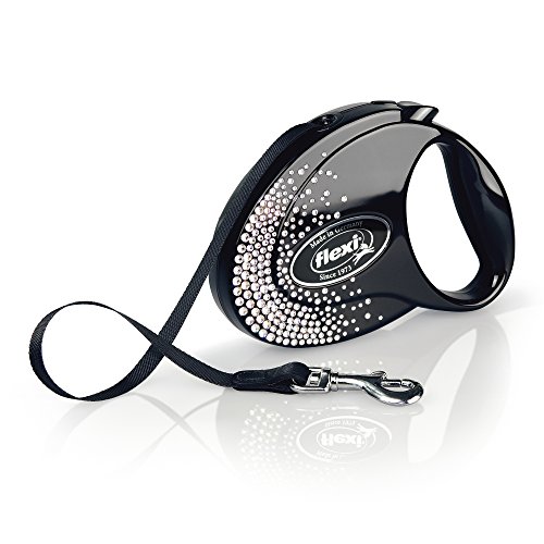 FLEXI Glam Splash Crystal with Swarovski Crystals M - Dog Retractable Lead - 5 m - Black von flexi