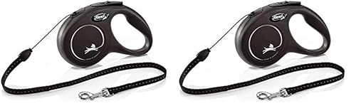 flexi New Classic S Seil 5 m schwarz für Hunde bis 12 kg (Packung mit 2) von flexi