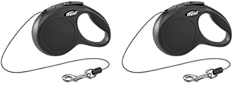 flexi New Classic XS Seil 3 m schwarz für Hunde bis 8 kg (Packung mit 2) von flexi