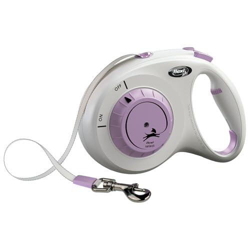 flexi® Select Gurt 7 m hellgrau-lila, zwischen 0-7 m einstellbare Roll-Leine für Hunde bis 25 kg von flexi
