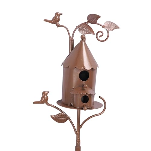 FLEXMAN Metall Birdhouse, Eisen Im Freien Dekoration Garten Gartengarten Garten Pfahl Wild Bird House Feeder mit Pfahl Zur Terrasse, Garten Hinterhof Yard von flexman