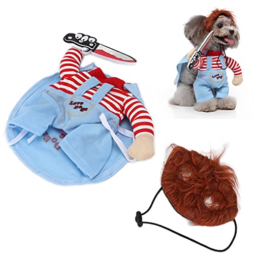 FLEXMAN Pet Deadly Doll Hundekostüm, Hunde Cosplay Kostüm, Atmungsaktive, Verstellbare Hundekleidung für Halloween, Weihnachten, Geburtstag, Hochzeit, Cosplay Party (M) von flexman