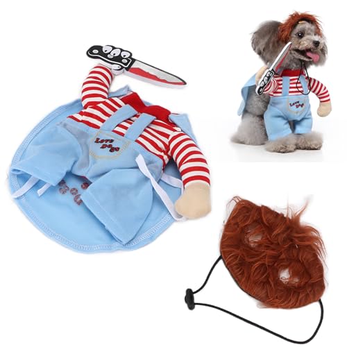 FLEXMAN Pet Deadly Doll Hundekostüm, Hunde Cosplay Kostüm, Atmungsaktive, Verstellbare Hundekleidung für Halloween, Weihnachten, Geburtstag, Hochzeit, Cosplay Party (XL) von flexman
