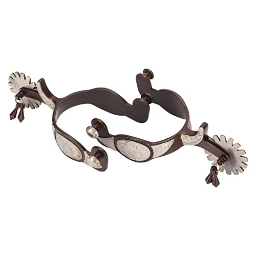 flexman 2 Stück Erwachsene Cowboy Spurs, 1 Paar Retro Bronze Design Western Cowboy Spurs Nackerte mit Deutscher Silberner Dekorativer Platte, Reitsport Ausrüstung Zubehör für Mann Frauen von flexman