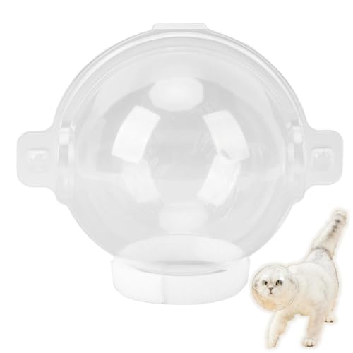 flexman Katzenmaulkorb, Verhindert Beißen und Lecken, Atmungsaktive, Transparente Katzenhaube mit Verstellbarem Haken und Schlaufe, Katzenballmaske für die Fellpflege Beim Baden von flexman
