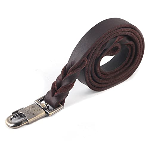 flexman Robuste Hundeleine, ufkabel für Hunde mit Robustem Clip, Hundehalsband aus Weichem Leder mit Geflochtener 2,5 cm Breiter Haustierkette für Hunde mit Einem Gewicht von 110 Pfund (2,5 * 120 cm) von flexman