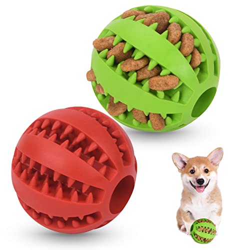flintronic 2 Stück Hundeball, Naturgummi Hundespielzeug mit Minzgeschmack Ø 5cm, Kauspielzeug aus Naturgummi, Hundezahn Reinigungs Spielzeugball, interaktives Hundespielzeug für Große & Kleine Hunde von flintronic