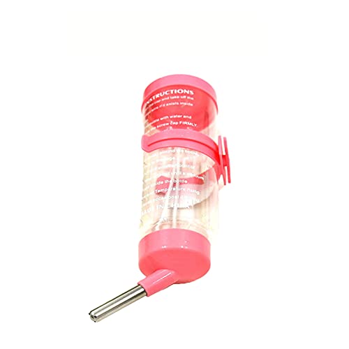 floatofly Wasserflasche für Hamster, 80 ml/125 ml, Stahlkugel-Design, tropffreier Kunststoff, für Kleintiere, Autospender, Haustierbedarf – Pink 125 ml von floatofly