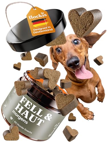 flockis - Fell & Haut 90 Snacks bei Juckreiz Hund, für gesunde Haut und glänzendes Fell Hund - Algen, Grünlippmuschel, Vitamin A, Zink & Zichorienwurzel, statt Lachsöl Hunde. von flockis