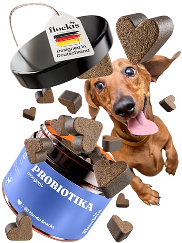 flockis - 90 PROBIOTIKA Snacks für Hunde - Probiotika Hunde Snacks - Darmflora Aufbau Hund - Unterstützen bei Durchfall, Blähungen, Verdauungsschwierigkeiten beim Hund (Darmkur Hund, Darmflora Hund) von flockis