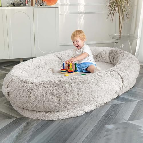 Hundebett, flauschiges Hundebett, Hundebett mit Seiten, Bett für Menschen, BeanBag Hund, riesiges Sitzsack, Hundebett mit Decke, waschbares Kunstfell-Hundebett für Menschen, Familien, Haustiere Hundebett, flauschiges Hundebett, Hundebett mit Seiten, Bett für Menschen, BeanBag Hund, riesiges Sitzsack, Hundebett mit Decke, waschbares Kunstfell-Hundebett für Menschen, Familien, Haustiere von forestalk