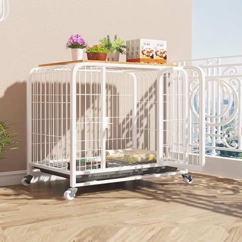 Hundebox, Hundehütte, Haustierkäfig, tragbare Hundebox mit Rädern, verhindert das Entweichen von Lock, einfach zu installieren, für Welpen, kleine, mittelgroße Hunde, verdickter Stahl (Größe: 95 x 65 Hundebox, Hundehütte, Haustierkäfig, tragbare Hundebox mit Rädern, verhindert das Entweichen von Lock, einfach zu installieren, für Welpen, kleine, mittelgroße Hunde, verdickter Stahl (Größe: 95 x 65 von forestalk
