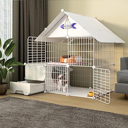 Katzenkäfig Indoor mit Katzentoilette, Katzenkäfig Extra Groß, Meerschweinchenkäfig mit Oberseite, Haustierkäfige für Kleintiere, Ideal für 1-4 Katzen von forestalk