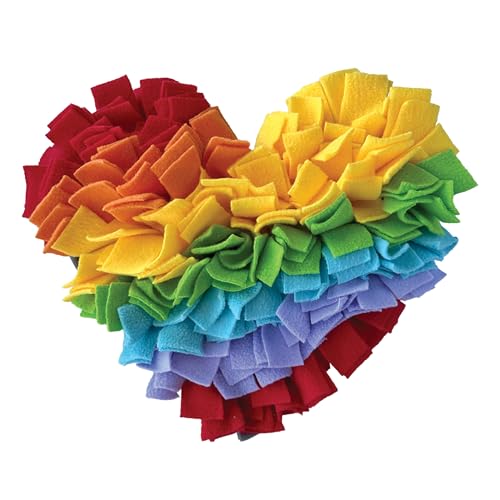 foufouBRAND Heart Rainbow One Love Snuffle Haustier-Spielmatte, 16,5 cm Länge, Haustierzubehör von fouFit