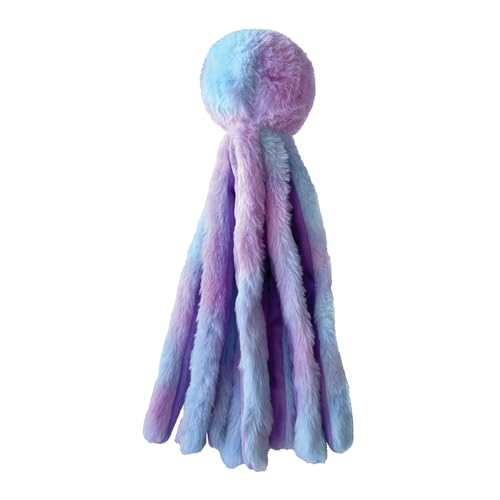 foufouBRAND Kleiner Fuzzy Wuzzy Octopus Haustierspielzeug, 32 cm Höhe, Pink und Lila, Haustierzubehör von fouFit
