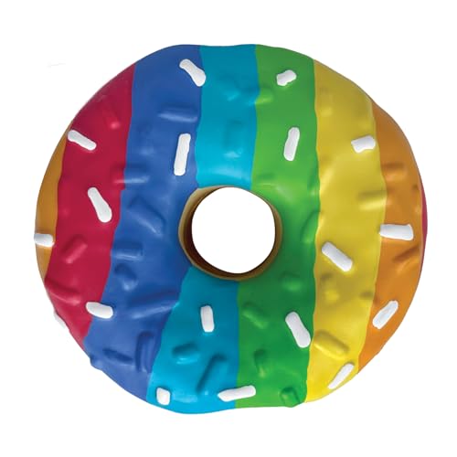 foufouBRAND Rainbow One Love Donut Kauspielzeug, Latexspielzeug, 10,2 cm Durchmesser, Haustierzubehör von fouFit