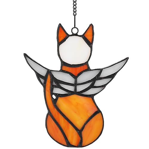 framelito Angel Cat Memorial Gifts for Loss of Cat, Angel Wing Cat Window Hangings, Orange Cat Suncatcher Gifts, Loss of Cat Sympathy Gift, Cat Remembrance Gifts for Cat Lovers von framelito