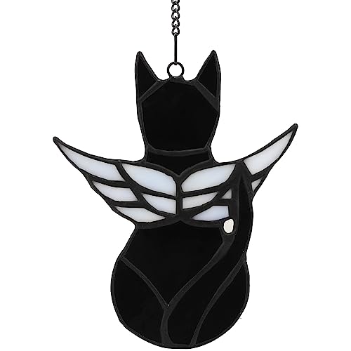 framelito Angel Cat Memorial Gifts for Loss of Cat, Stained Glass Window Hangings Decorations, Angel Wings Black Cat Suncatcher Decor, Loss of Cat Sympathy Gift, Cat Remembrance Gifts for Cat Lovers von framelito
