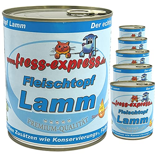 Fleischtopf - 6x800g - Nassfutter für Hunde - Getreidefrei - Alleinfuttermittel - Zuckerfrei - Ohne Konservierungsstoffe - Nassfutter Pur - Gesundes Hundefutter (Lamm) von fress-express