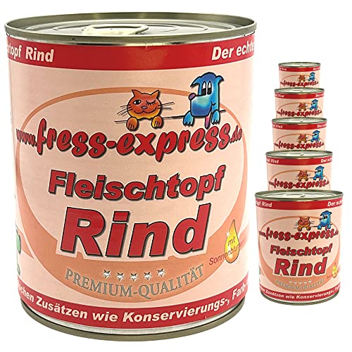 Fleischtopf - 6x800g - Nassfutter für Hunde - Getreidefrei - Alleinfuttermittel - Zuckerfrei - Ohne Konservierungsstoffe - Nassfutter Pur - Gesundes Hundefutter (Rindfleisch) von fress-express