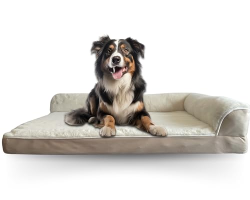 fress-express orthopädisches Hundebett L für mittel Grosse Hunde, Memory Foam Hundekorb, Waschbar Hundesofa Wasserdicht rutschfest, Hundecouch mit Hohem Rand von fress-express