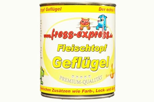 fress-Express Premium Nassfutter für Hunde 6X 400g I 100% Fleisch aus Deutschland I ohne Konservierungsstoffe I Für große und kleine Hunde mit Allergien und Magen- Darm Problemen (Geflügel) von fress-express