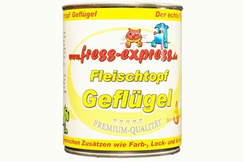 fress-Express Premium Nassfutter für Hunde 6X 400g I 100% Fleisch aus Deutschland I ohne Konservierungsstoffe I Für große und kleine Hunde mit Allergien und Magen- Darm Problemen (Geflügel) von fress-express